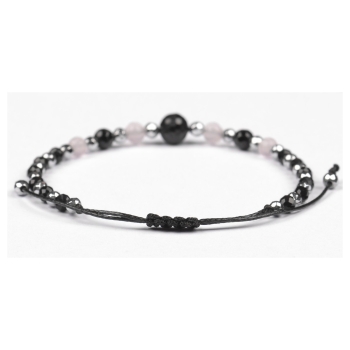 Bransoletka celebrytka czarny TURMALIN Kwarc Różowy HEMATYT ochrona miłość